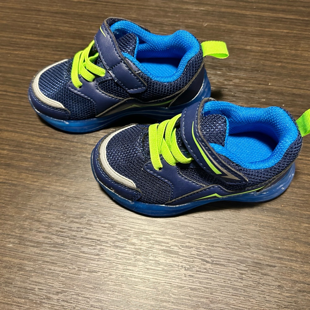 Toddler Blue and Green Sneakers that light up